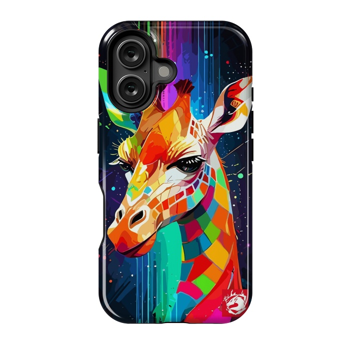 iPhone 16 StrongFit Neon Multicolors Giraffe by LM2Kone