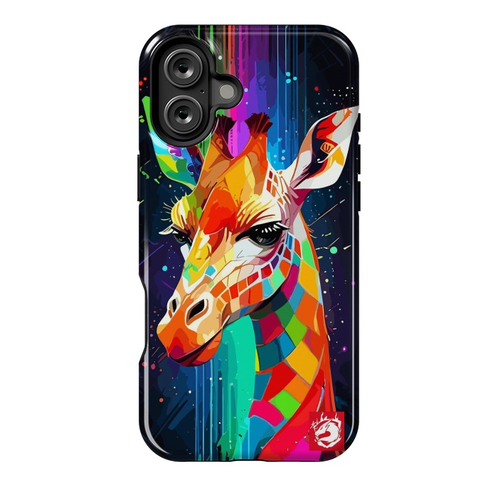 iPhone 16 Plus StrongFit Neon Multicolors Giraffe by LM2Kone