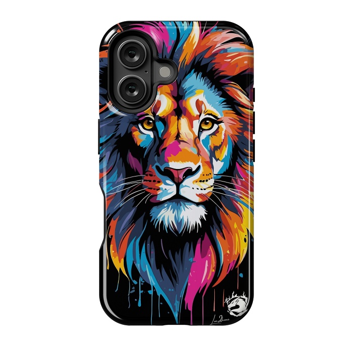 iPhone 16 StrongFit Geometric Colors Lion by LM2Kone