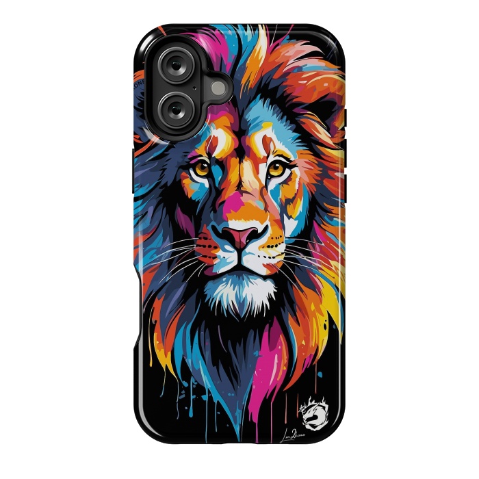 iPhone 16 Plus StrongFit Geometric Colors Lion by LM2Kone