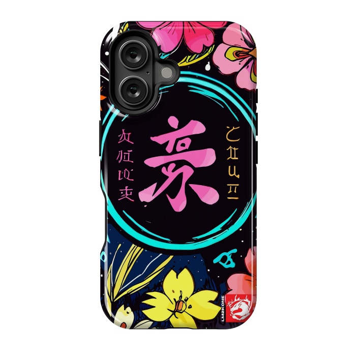 iPhone 16 StrongFit Pink Kanji Flowers Japan  by LM2Kone