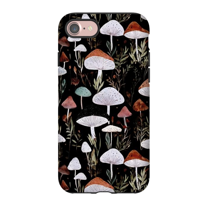 iPhone 7 StrongFit Forest Mushroom pattern - dark accademia - cottagecore mushroom by Oana 