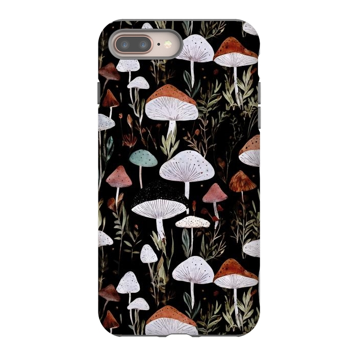 iPhone 7 plus StrongFit Forest Mushroom pattern - dark accademia - cottagecore mushroom by Oana 