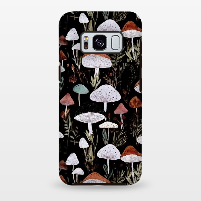 Galaxy S8 plus StrongFit Forest Mushroom pattern - dark accademia - cottagecore mushroom by Oana 