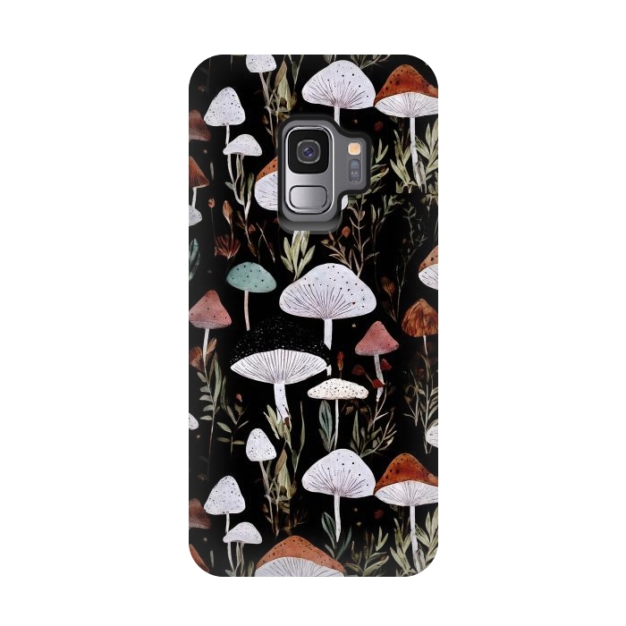 Galaxy S9 StrongFit Forest Mushroom pattern - dark accademia - cottagecore mushroom by Oana 