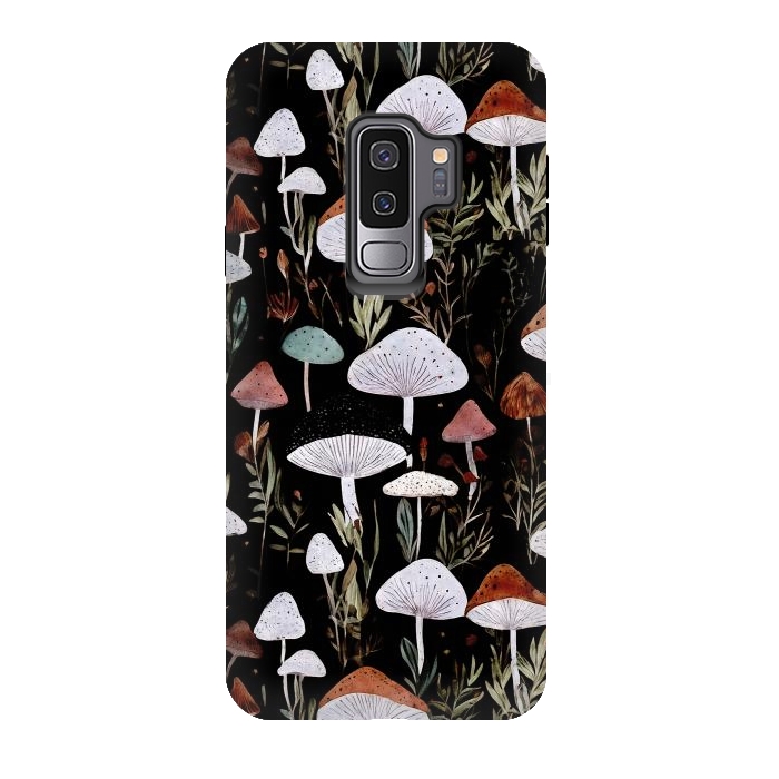 Galaxy S9 plus StrongFit Forest Mushroom pattern - dark accademia - cottagecore mushroom by Oana 