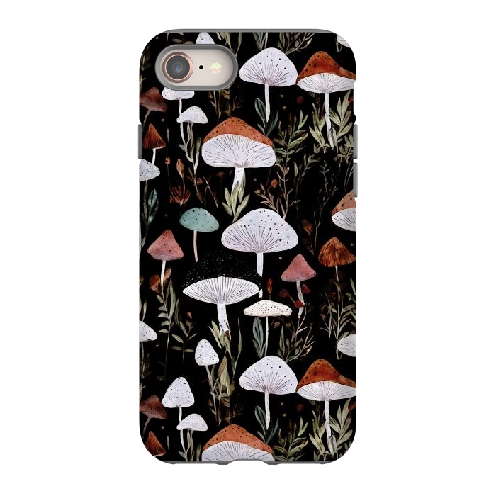 iPhone 8 StrongFit Forest Mushroom pattern - dark accademia - cottagecore mushroom by Oana 