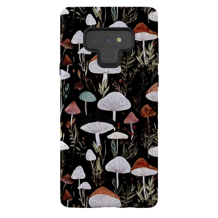 Galaxy Note 9 StrongFit Forest Mushroom pattern - dark accademia - cottagecore mushroom by Oana 