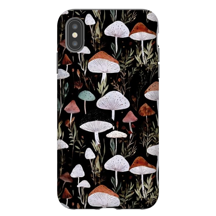 iPhone Xs Max StrongFit Forest Mushroom pattern - dark accademia - cottagecore mushroom by Oana 