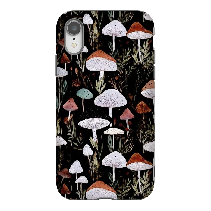 iPhone Xr StrongFit Forest Mushroom pattern - dark accademia - cottagecore mushroom by Oana 