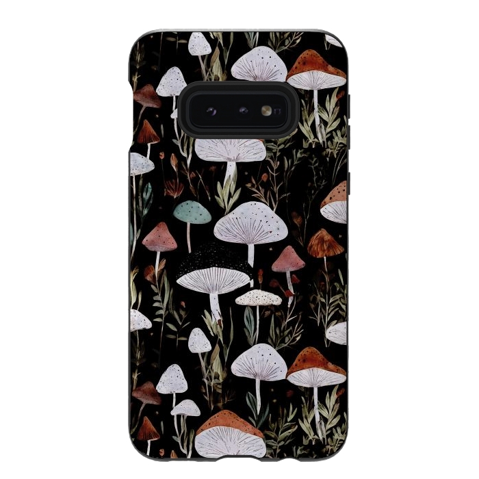 Galaxy S10e StrongFit Forest Mushroom pattern - dark accademia - cottagecore mushroom by Oana 