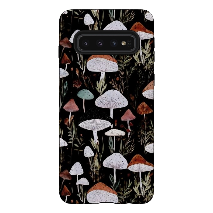 Galaxy S10 StrongFit Forest Mushroom pattern - dark accademia - cottagecore mushroom by Oana 