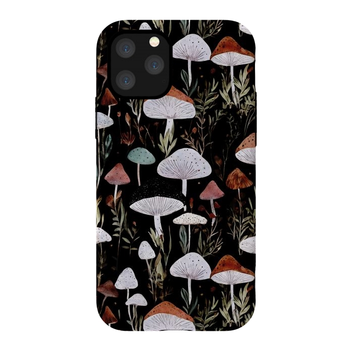 iPhone 11 Pro StrongFit Forest Mushroom pattern - dark accademia - cottagecore mushroom by Oana 