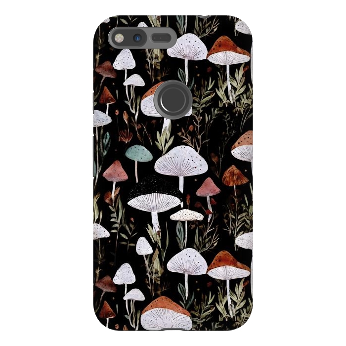 Pixel XL StrongFit Forest Mushroom pattern - dark accademia - cottagecore mushroom by Oana 