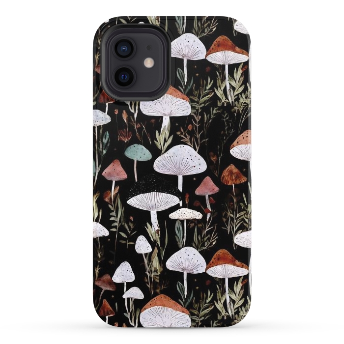 iPhone 12 StrongFit Forest Mushroom pattern - dark accademia - cottagecore mushroom by Oana 