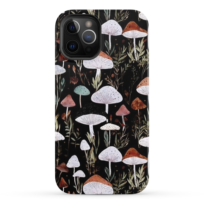 iPhone 12 Pro StrongFit Forest Mushroom pattern - dark accademia - cottagecore mushroom by Oana 