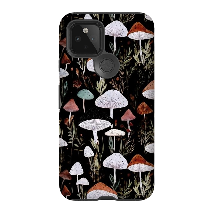 Pixel 5 StrongFit Forest Mushroom pattern - dark accademia - cottagecore mushroom by Oana 