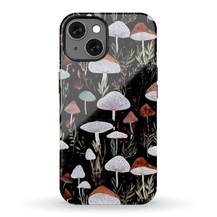 iPhone 13 StrongFit Forest Mushroom pattern - dark accademia - cottagecore mushroom by Oana 