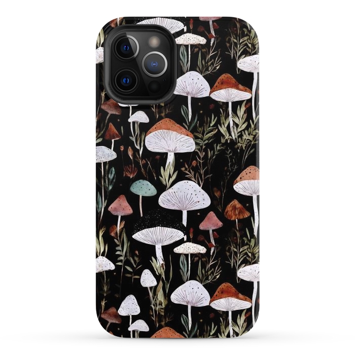 iPhone 12 Pro Max StrongFit Forest Mushroom pattern - dark accademia - cottagecore mushroom by Oana 