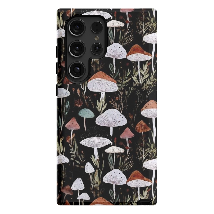 Galaxy S24 Ultra StrongFit Forest Mushroom pattern - dark accademia - cottagecore mushroom by Oana 