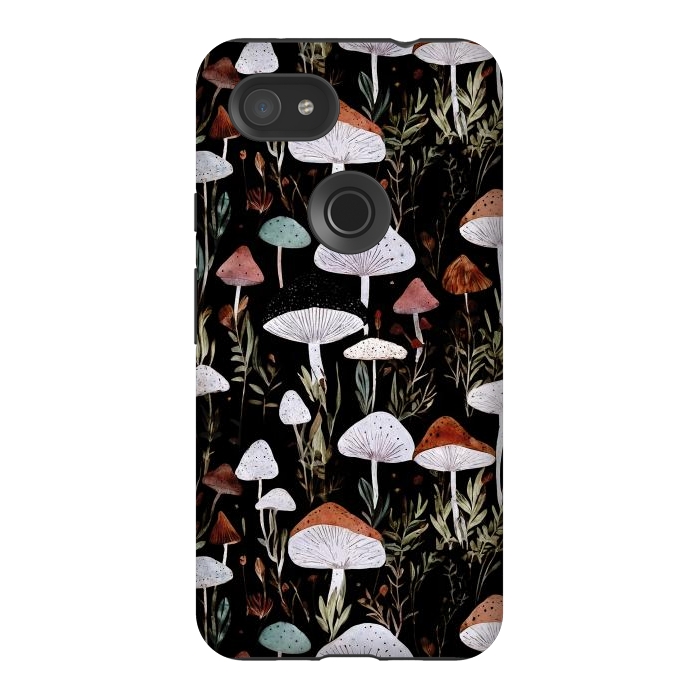 Pixel 3AXL StrongFit Forest Mushroom pattern - dark accademia - cottagecore mushroom by Oana 