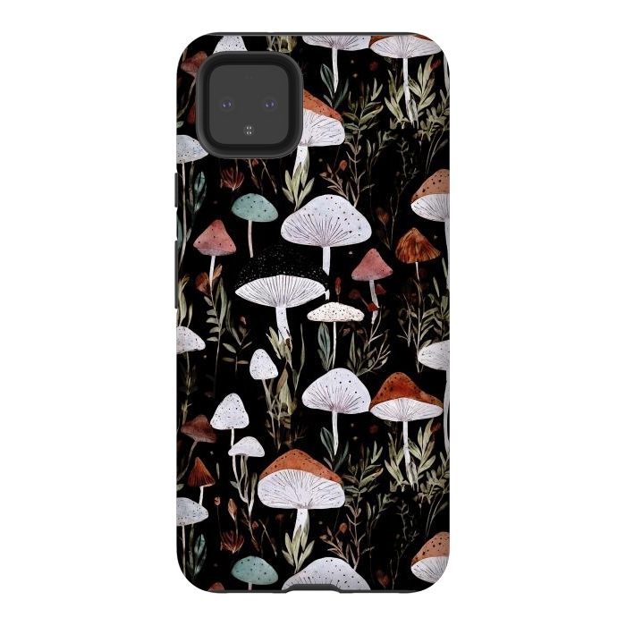 Pixel 4XL StrongFit Forest Mushroom pattern - dark accademia - cottagecore mushroom by Oana 