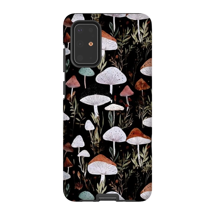 Galaxy S20 Plus StrongFit Forest Mushroom pattern - dark accademia - cottagecore mushroom by Oana 