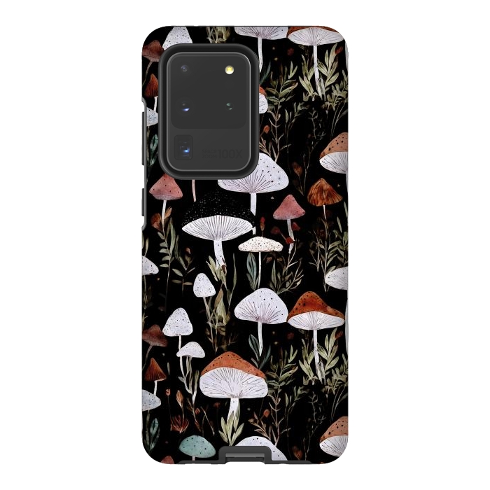 Galaxy S20 Ultra StrongFit Forest Mushroom pattern - dark accademia - cottagecore mushroom by Oana 