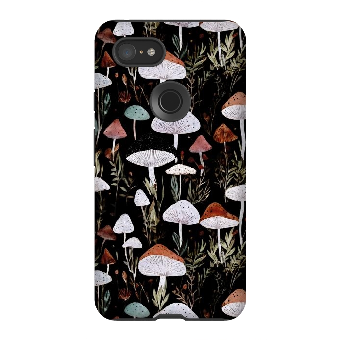 Pixel 3XL StrongFit Forest Mushroom pattern - dark accademia - cottagecore mushroom by Oana 