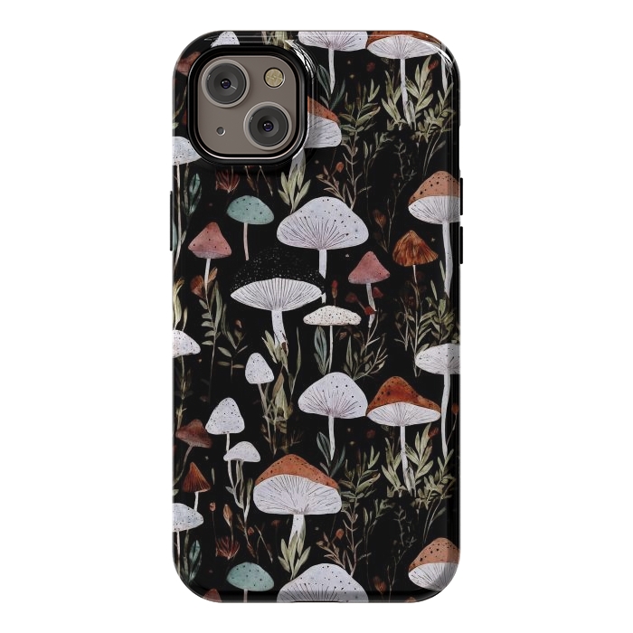 iPhone 14 Plus StrongFit Forest Mushroom pattern - dark accademia - cottagecore mushroom by Oana 