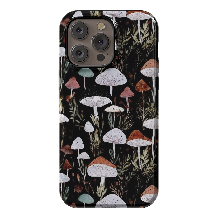 iPhone 14 Pro max StrongFit Forest Mushroom pattern - dark accademia - cottagecore mushroom by Oana 