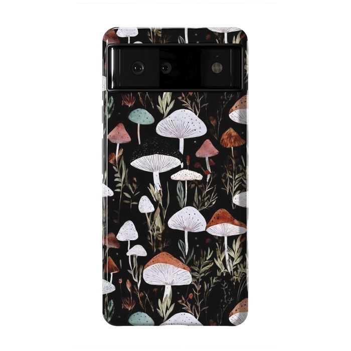 Pixel 6 StrongFit Forest Mushroom pattern - dark accademia - cottagecore mushroom by Oana 