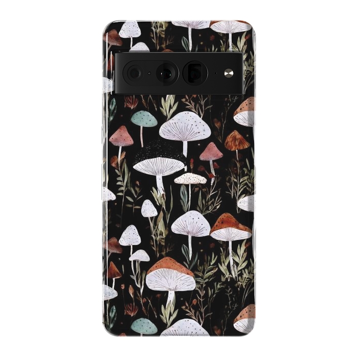 Pixel 7 Pro StrongFit Forest Mushroom pattern - dark accademia - cottagecore mushroom by Oana 