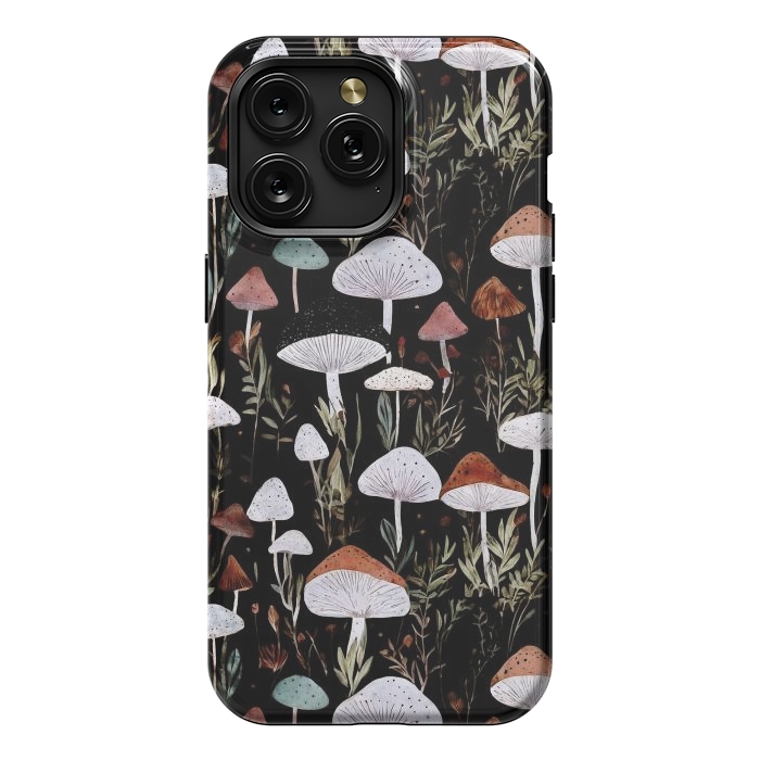 iPhone 15 Pro Max StrongFit Forest Mushroom pattern - dark accademia - cottagecore mushroom by Oana 