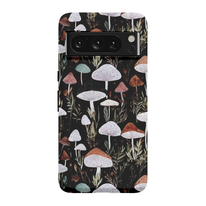 Pixel 8 Pro StrongFit Forest Mushroom pattern - dark accademia - cottagecore mushroom by Oana 