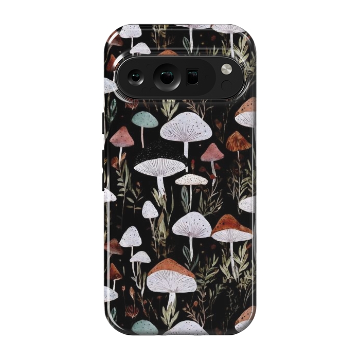 Pixel 9 pro StrongFit Forest Mushroom pattern - dark accademia - cottagecore mushroom by Oana 