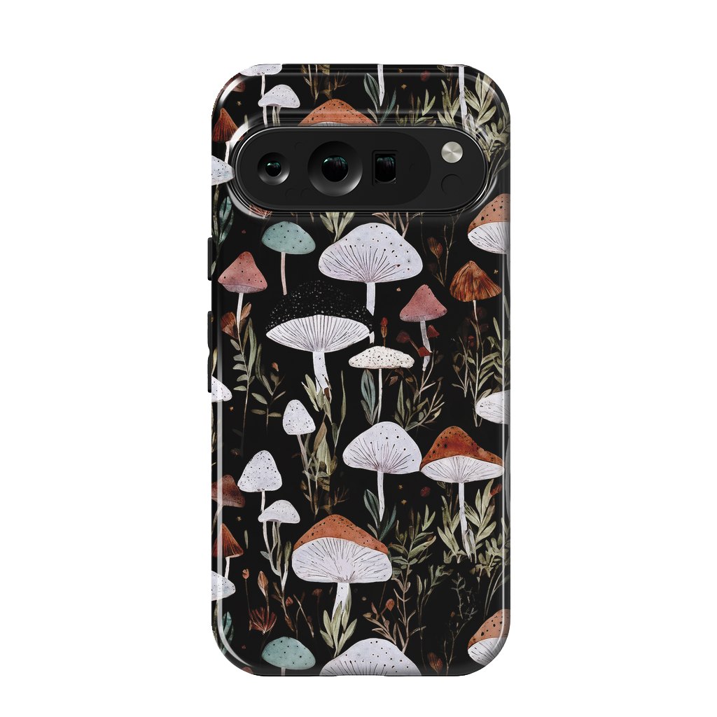 Pixel 9 pro StrongFit Forest Mushroom pattern - dark accademia - cottagecore mushroom by Oana 