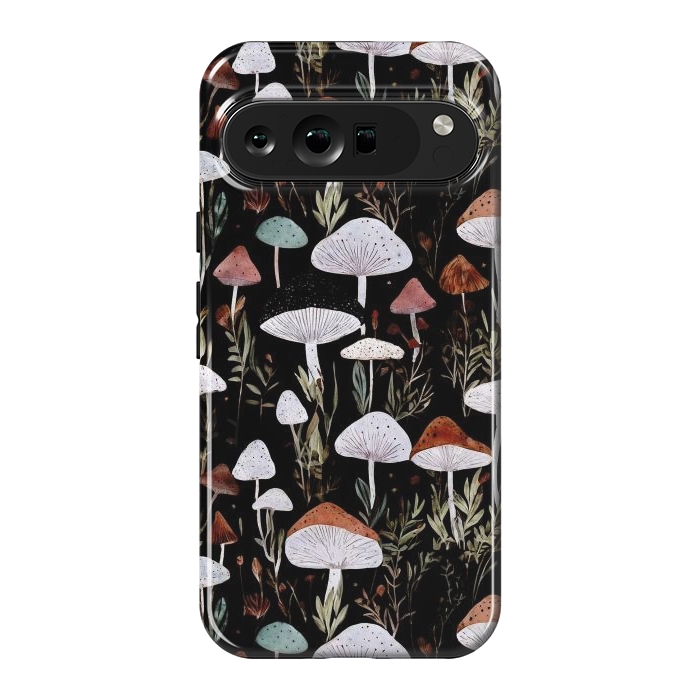 Pixel 9 Pro XL StrongFit Forest Mushroom pattern - dark accademia - cottagecore mushroom by Oana 