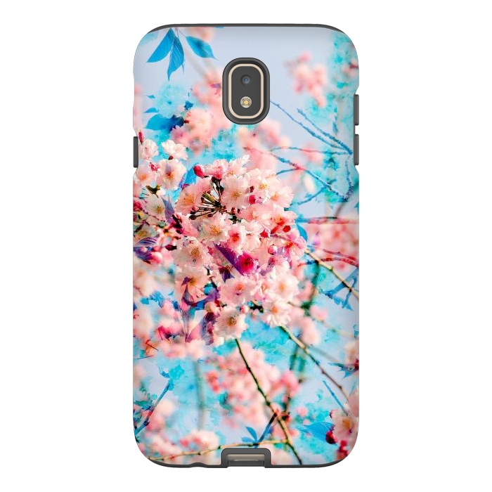 Galaxy J7 StrongFit Pink cherry blossom tree on baby blue background by Oana 