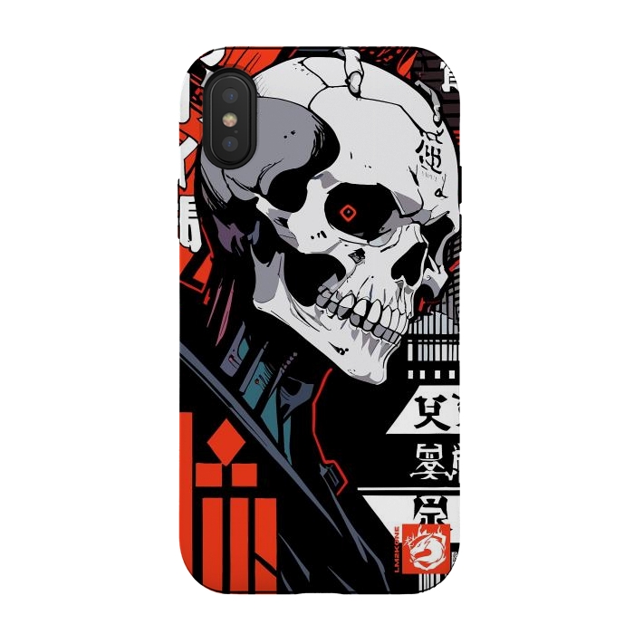 iPhone Xs / X StrongFit Cyberpunk Skull Japan by LM2Kone