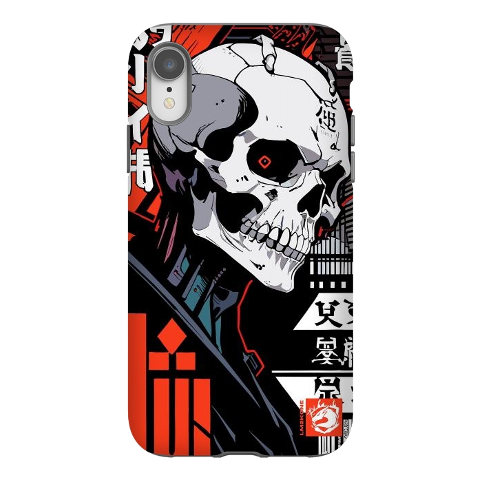 iPhone Xr StrongFit Cyberpunk Skull Japan by LM2Kone