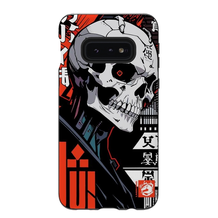 Galaxy S10e StrongFit Cyberpunk Skull Japan by LM2Kone