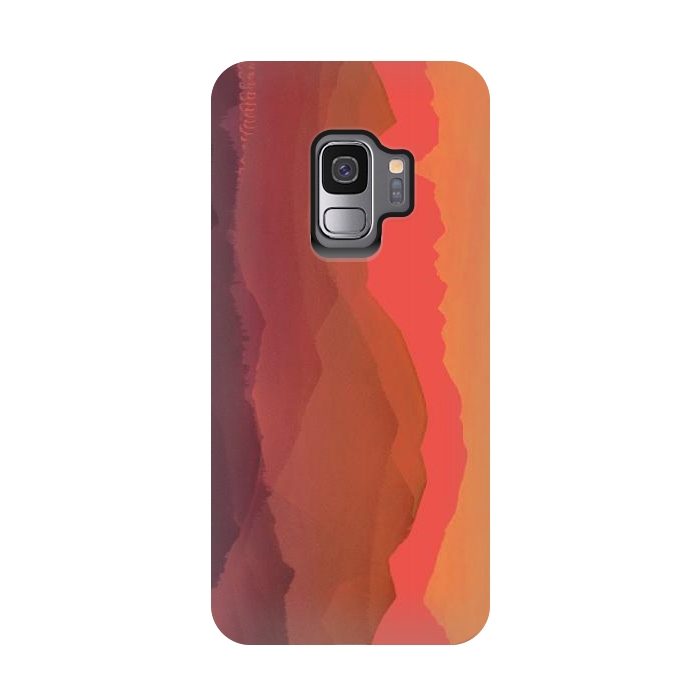 Galaxy S9 StrongFit Sunset mountain landscape - abstract nature lines by Oana 