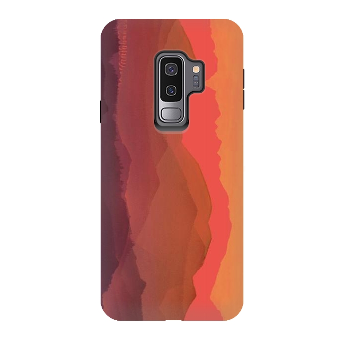 Galaxy S9 plus StrongFit Sunset mountain landscape - abstract nature lines by Oana 