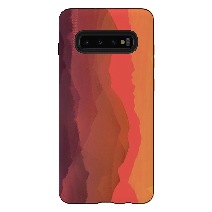 Galaxy S10 plus StrongFit Sunset mountain landscape - abstract nature lines by Oana 