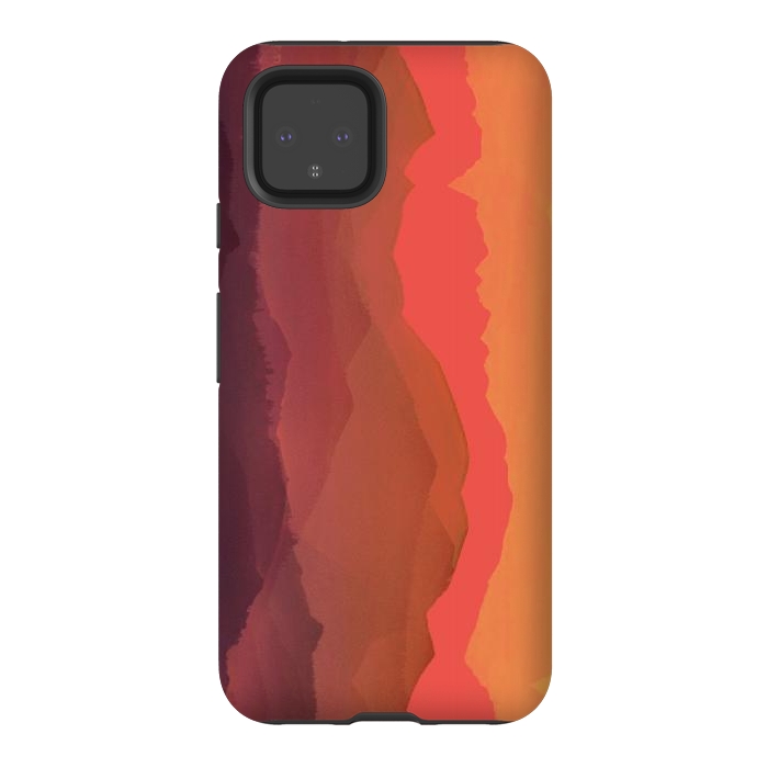 Pixel 4 StrongFit Sunset mountain landscape - abstract nature lines by Oana 