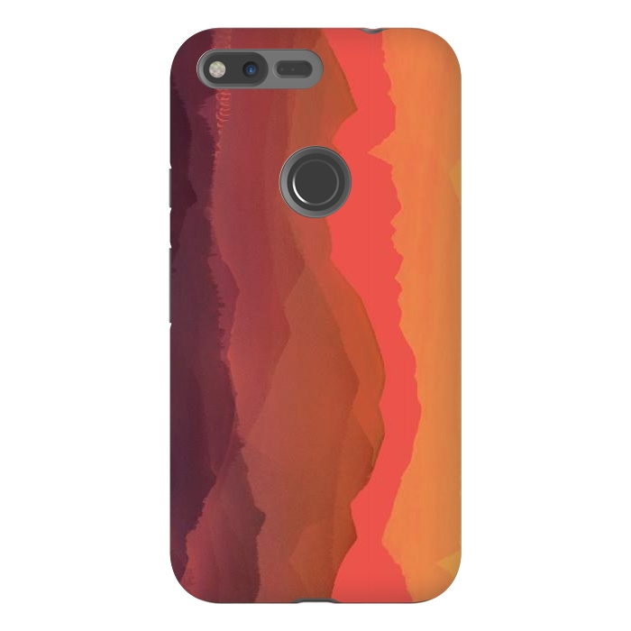 Pixel XL StrongFit Sunset mountain landscape - abstract nature lines by Oana 