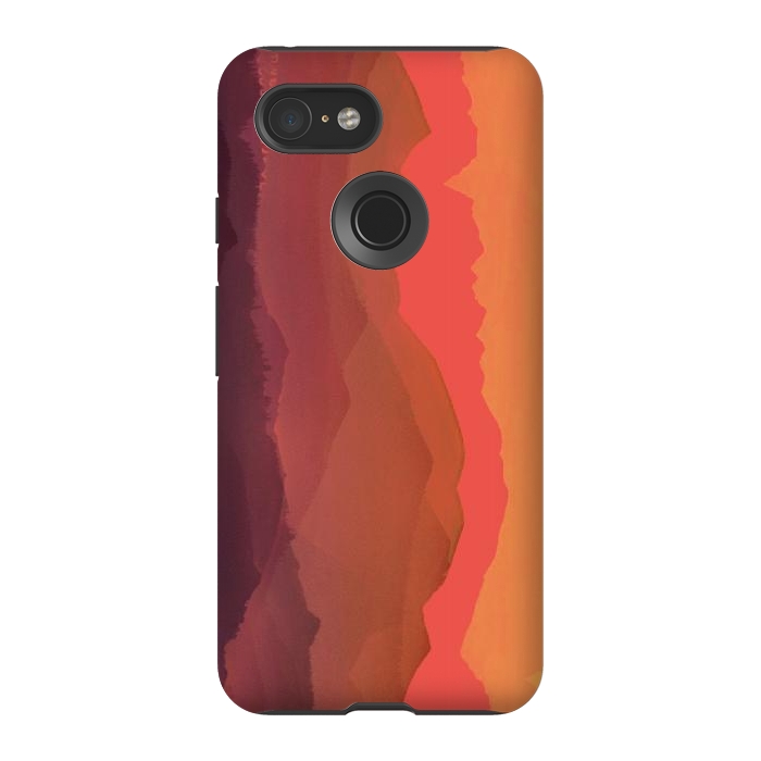 Pixel 3 StrongFit Sunset mountain landscape - abstract nature lines by Oana 