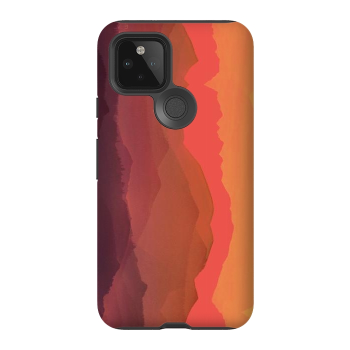 Pixel 5 StrongFit Sunset mountain landscape - abstract nature lines by Oana 