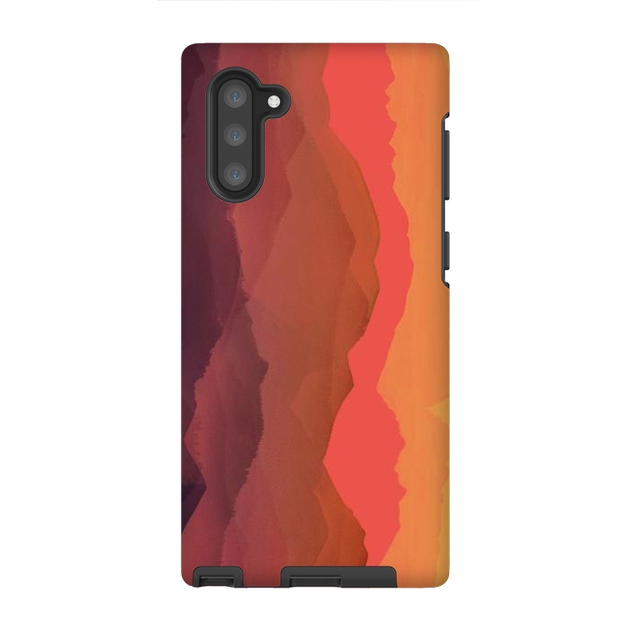 Galaxy Note 10 StrongFit Sunset mountain landscape - abstract nature lines by Oana 